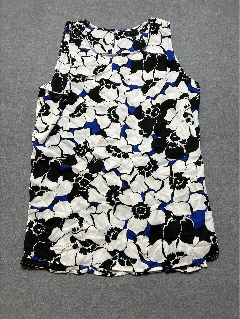 Who What Wear Womens XXL Sleeveless Blouse Floral Blue Black White High Neck